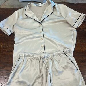 Women’s Light Gold Satin Pajama Set